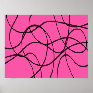 Schwarz auf rosa, bunte Kunst Poster