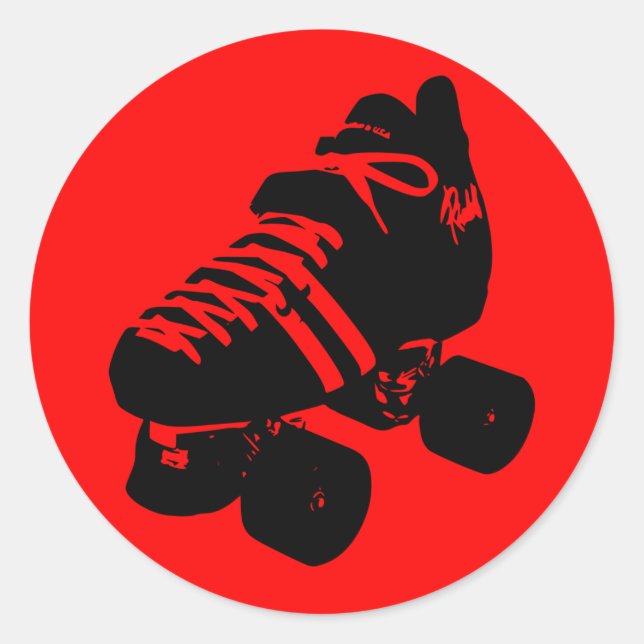 Schwarz auf Rot Roller Derby Skate Sticker (Vorderseite)