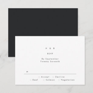 Schwarz auf Schwarz Moderne Minimalistische einfac RSVP Karte