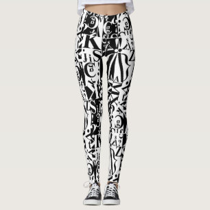 Schwarz auf Weiß auf schwarzen Leggings