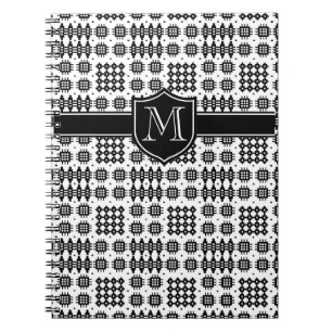 Schwarz auf Weiß Mit Monogramm walisische Imitate  Notizblock