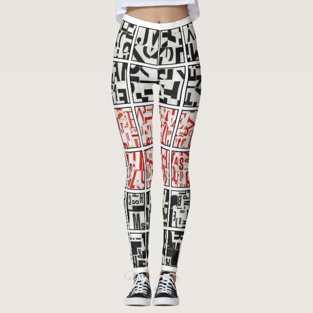 Schwarz auf Weiß mit roten Leggings (Vorderseite)