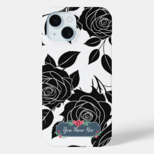 Schwarz auf Weiß Rose Blume Muster Case-Mate iPhone Hülle