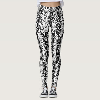 schwarz auf weiße avantakuläre Leggings