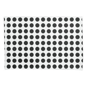 Schwarz auf weiße große horizontale Polka-Punkte Kissenbezug