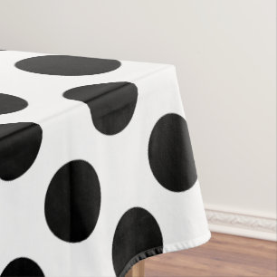 Schwarz auf weiße große Polka-Punkte Tischdecke