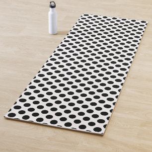 Schwarz auf weiße große Polka-Punkte Yogamatte