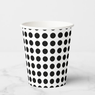 Schwarz auf weißem Medium Größe Horizontal Polka P Pappbecher