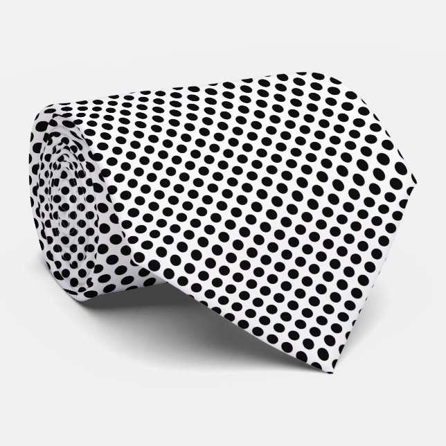 Schwarz auf weißem Medium Polka Dots Krawatte (Gerollt)