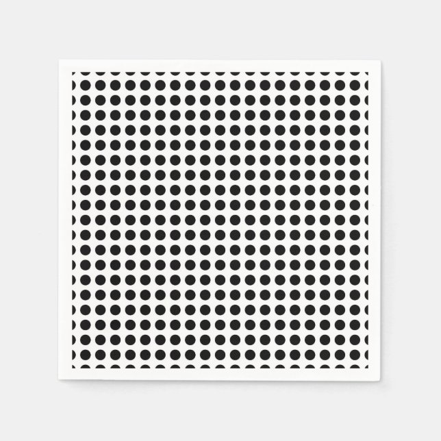 Schwarz auf weißem, mittlerem, horizontalem Polka- Serviette (Vorderseite)