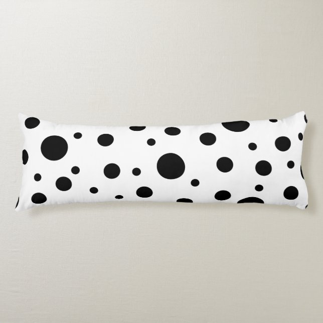 Schwarz auf weißem Polka-Dot-Muster Seitenschläferkissen (Vorderseite)
