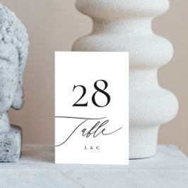 Schwarz auf weißer Kalligrafie Moderne Hochzeit Tischnummer