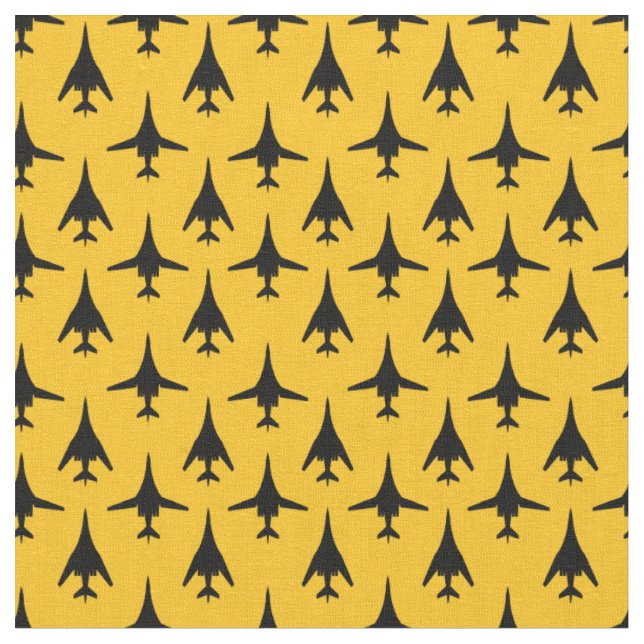 Schwarz auf Yellow B-1 Spirit Bomber Muster Stoff (Nahaufnahme)