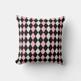 Schwarz & BABY PINK RAUTE Muster Kissen