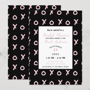 Schwarz & Babyrosa X O XO XO's Trendige Babyparty Einladung