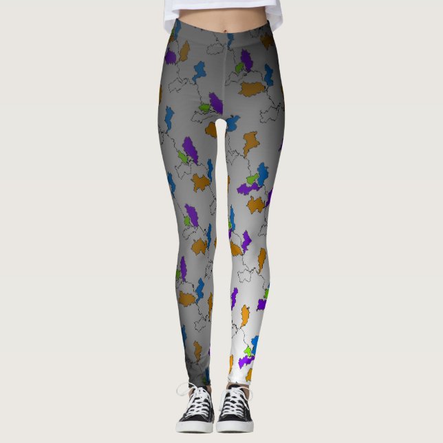 Schwarz bedruckte Leggings (Vorderseite)