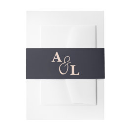 Schwarz-Beige-Ampersand-Monogramm-Hochzeit Einladungsbanderole
