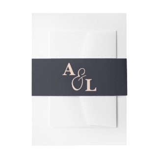 Schwarz-Beige-Ampersand-Monogramm-Hochzeit Einladungsbanderole