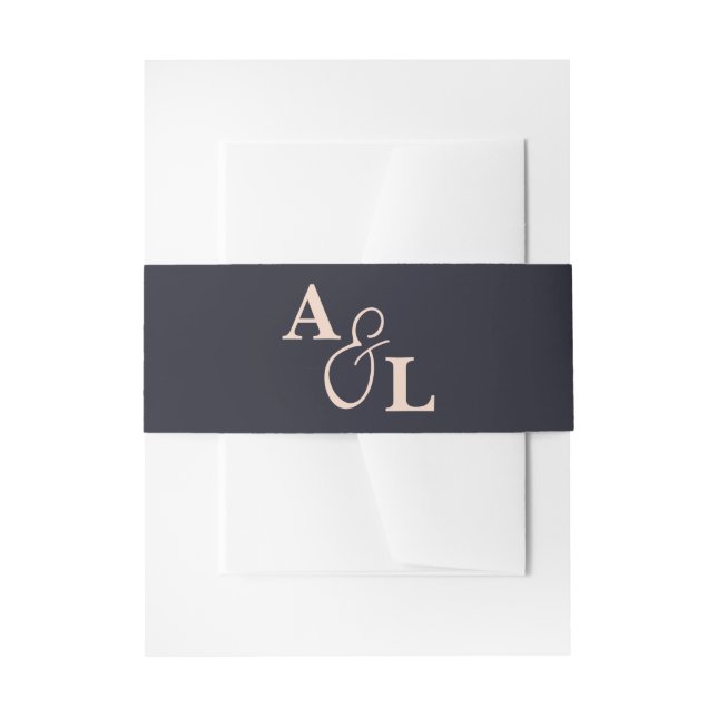 Schwarz-Beige-Ampersand-Monogramm-Hochzeit Einladungsbanderole (Vorderseite Beispiel)