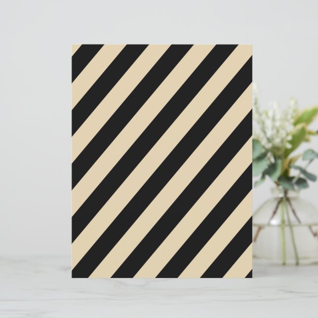 Schwarz-beige-diagonal gestreifte Scrapbook-Papier (Stehend Vorderseite)