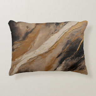 Schwarz Beige Gold Marmoriert Abstract Dekokissen