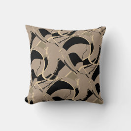 Schwarz Beige Grau auf Taupe Diagonal Swirling Des Kissen