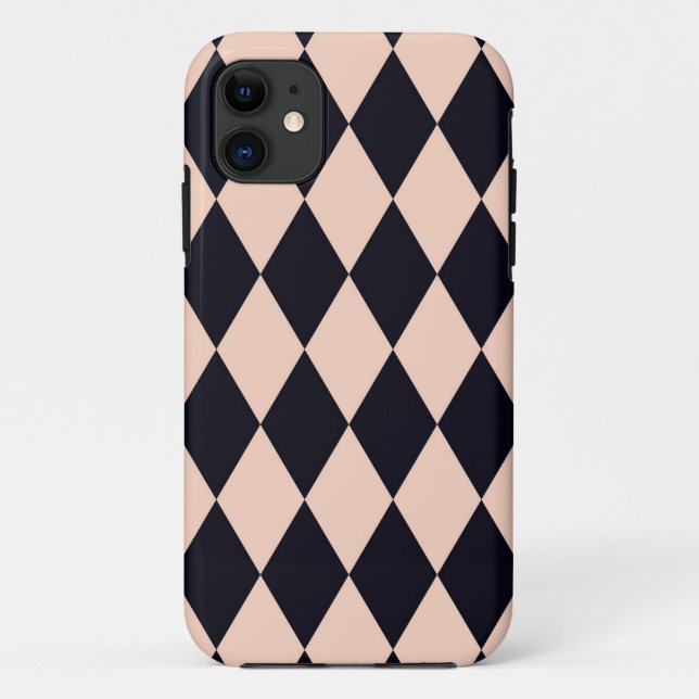 Schwarz-Beige Raute Diamantstrichmuster Case-Mate iPhone Hülle (Rückseite)