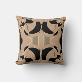 Schwarz Beige Taupe Tan Mittelmeer Scroll Mosaik Kissen