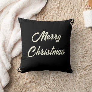 Schwarz Beige weiße Schneeflocken Weihnachten Kissen