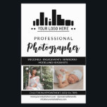 Schwarz-Beruflich-Fotograf Ihr Logo Flyer<br><div class="desc">Marketing Flyer für einen beruflichen Fotografen personalisiert mit Ihren Fotos, Logo, Kontaktinformationen, benutzerdefinierten Text und Profil Foto in einem charmanten, sauberen Schwarz-Weiß-Design. Feminine und schicke berufliche Fotografie Flyer in einem sauberen Design mit schwarzem Akzent Farbe und ein charmantes Drehbuch personalisiert mit Ihrem Logo und Fotos, um Ihre Talente zu zeigen....</div>