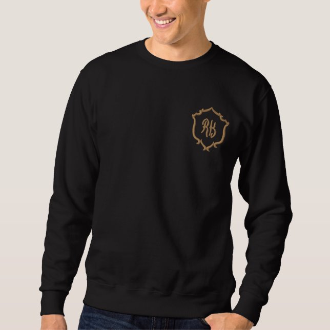 Schwarz bestickter Anfangsbuchstabe Monogram für M Besticktes Sweatshirt (Vorderseite)