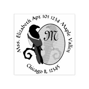 Schwarz-Billing-Magpie-Monogramm-Zuhause Gummistempel