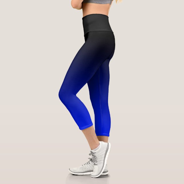 Schwarz bis Cobalt Blue Ombre Farbstoff Capri Leggings (Links)