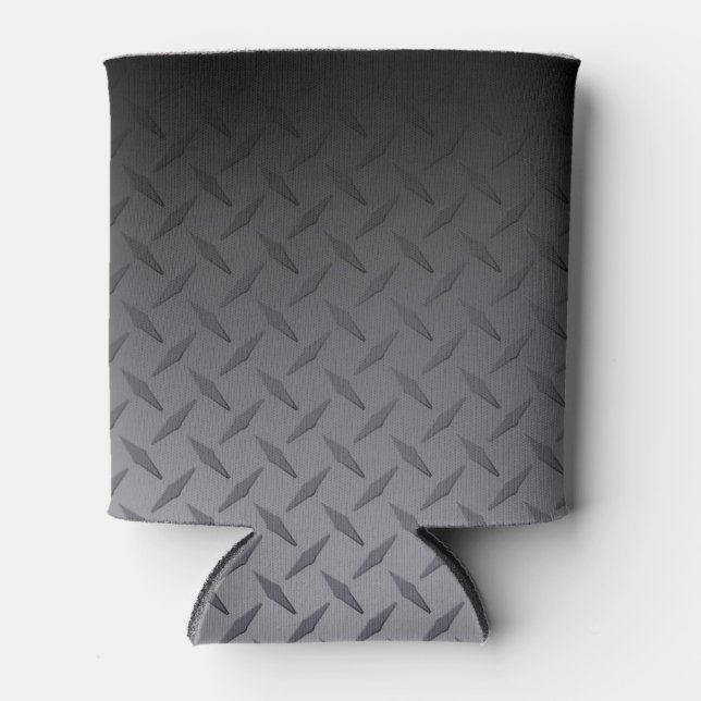 Schwarz bis Grau Diamondplate Steel Look Art Dosenkühler (Vorderseite)