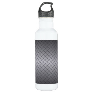 Schwarz bis Grau Diamondplate Steel Look Art Trinkflasche