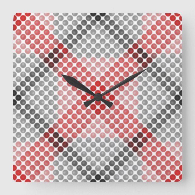 Schwarz bis Rot-Kugeln oder -Löcher, quer ausgeric Quadratische Wanduhr (Vorderseite)