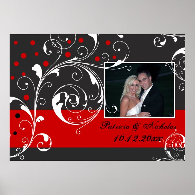 Schwarz-Blätter-Blätter, Foto für Hochzeiten Poster (Vorne)