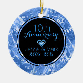 Schwarz & Blau 50. Hochzeitsszenario Keramikornament