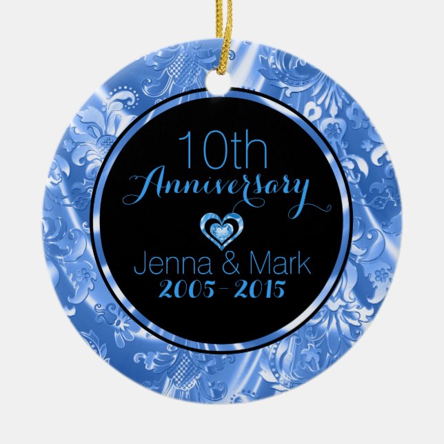 Schwarz & Blau 50. Hochzeitsszenario Keramikornament (Vorne)