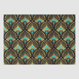 Schwarz-Blau-Art-Deco-Muster Seidenpapier