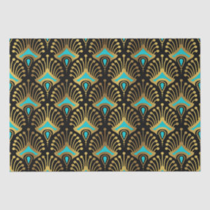 Schwarz-Blau-Art-Deco-Muster Seidenpapier
