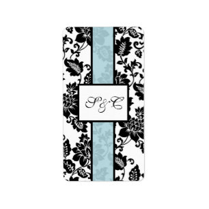 Schwarz/Blau-BlumenDamaske Hochzeit Hershey Wrappe Adressaufkleber
