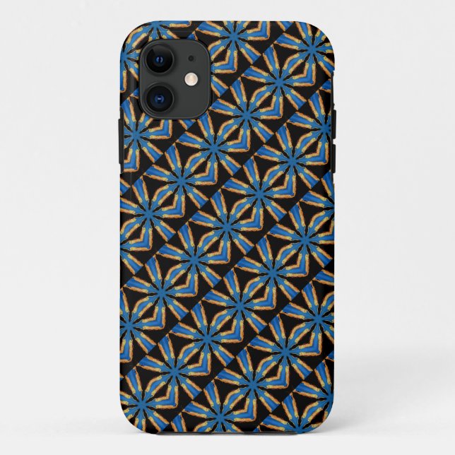 Schwarz-Blau-Diagonale Case-Mate iPhone Hülle (Rückseite)