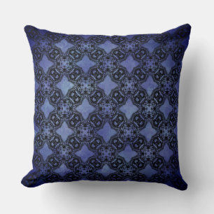 Schwarz-Blau-Diamantketten-Muster Kissen