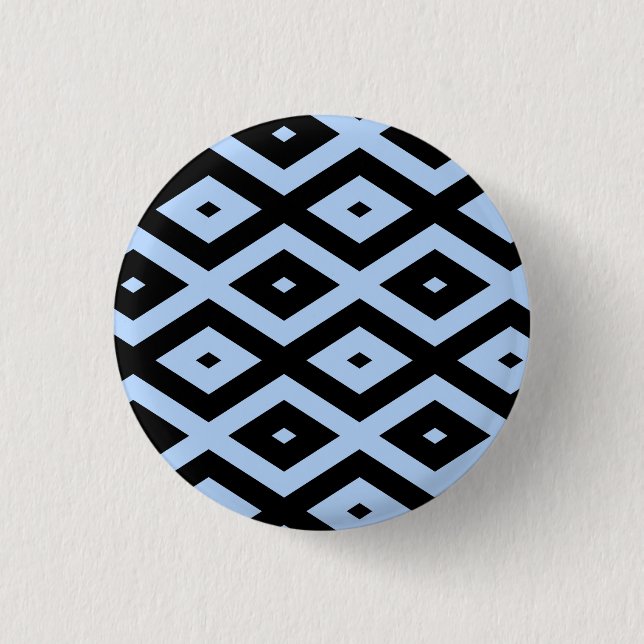 Schwarz-Blau-Diamantmuster Button (Vorderseite)