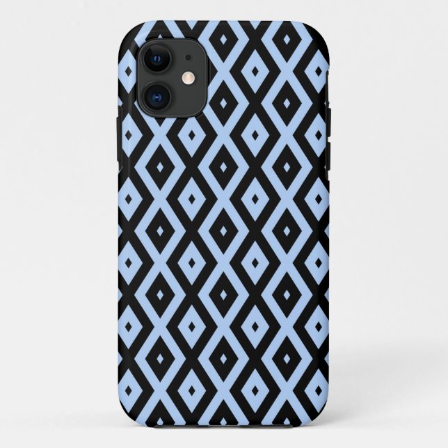 Schwarz-Blau-Diamantmuster Case-Mate iPhone Hülle (Rückseite)