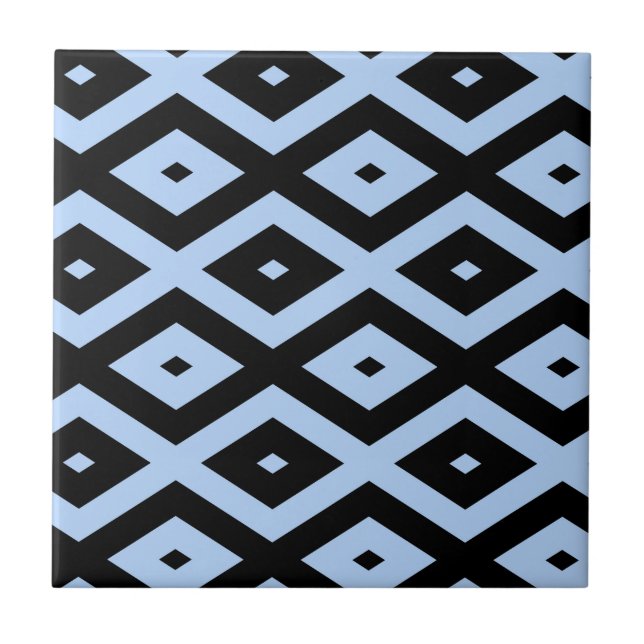 Schwarz-Blau-Diamantmuster Fliese (Vorderseite)