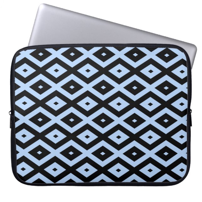 Schwarz-Blau-Diamantmuster Laptopschutzhülle (Vorderseite)