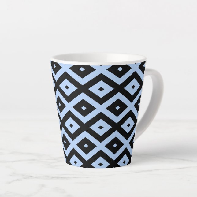 Schwarz-Blau-Diamantmuster Milchtasse (Rechte Ecke)