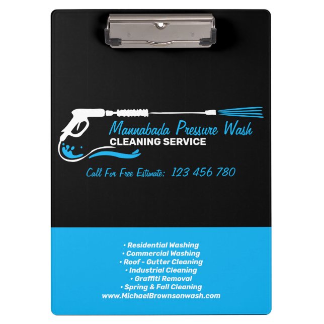 Schwarz-Blau-Druck Waschwasser-Spray Klemmbrett (Vorderseite)
